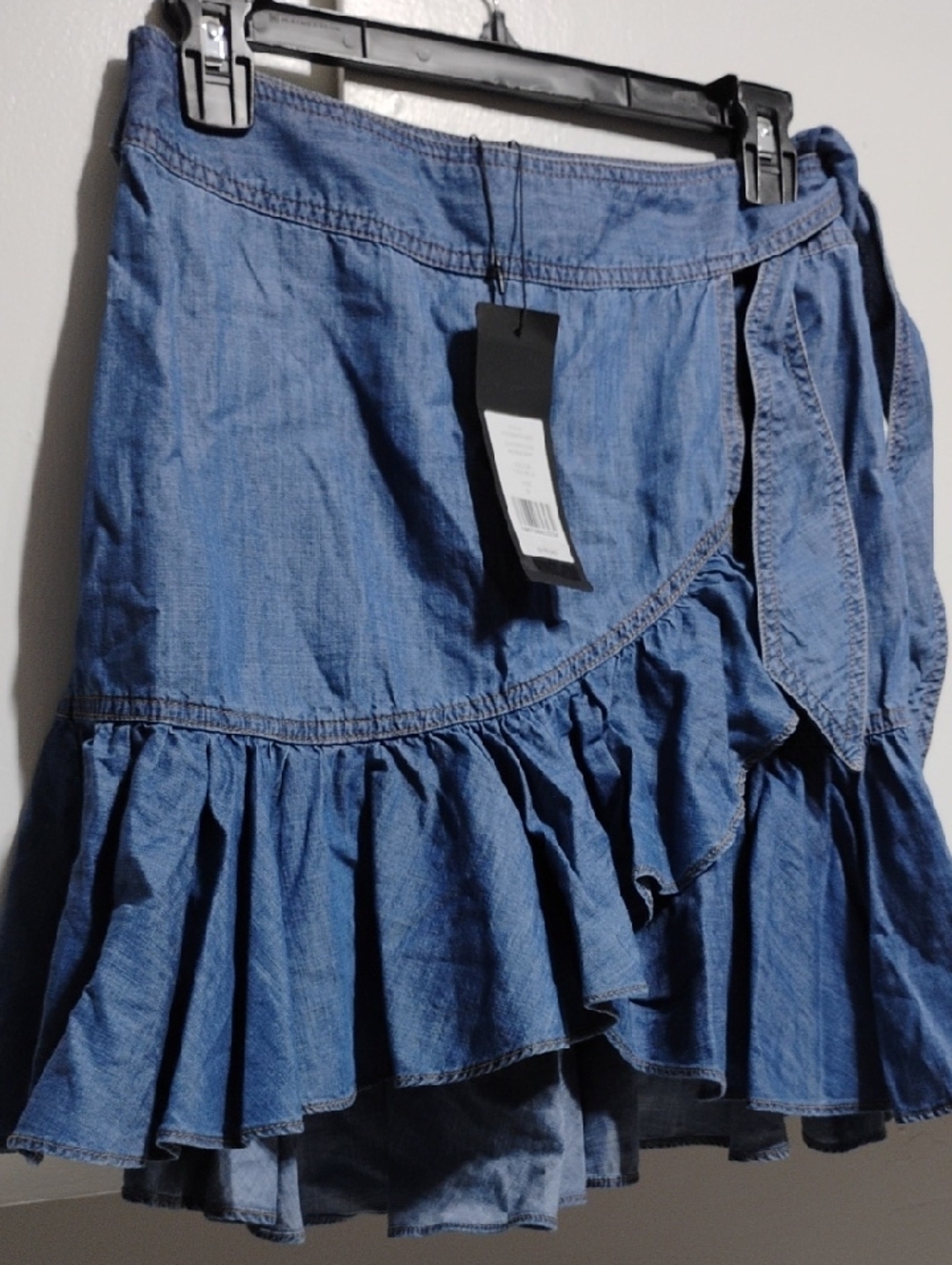 SALE! New Veronica Beard Yale Blue Memphis Denim Wrap Ruffle Skirt Sz.0 (C-19) - Picture 5 of 11